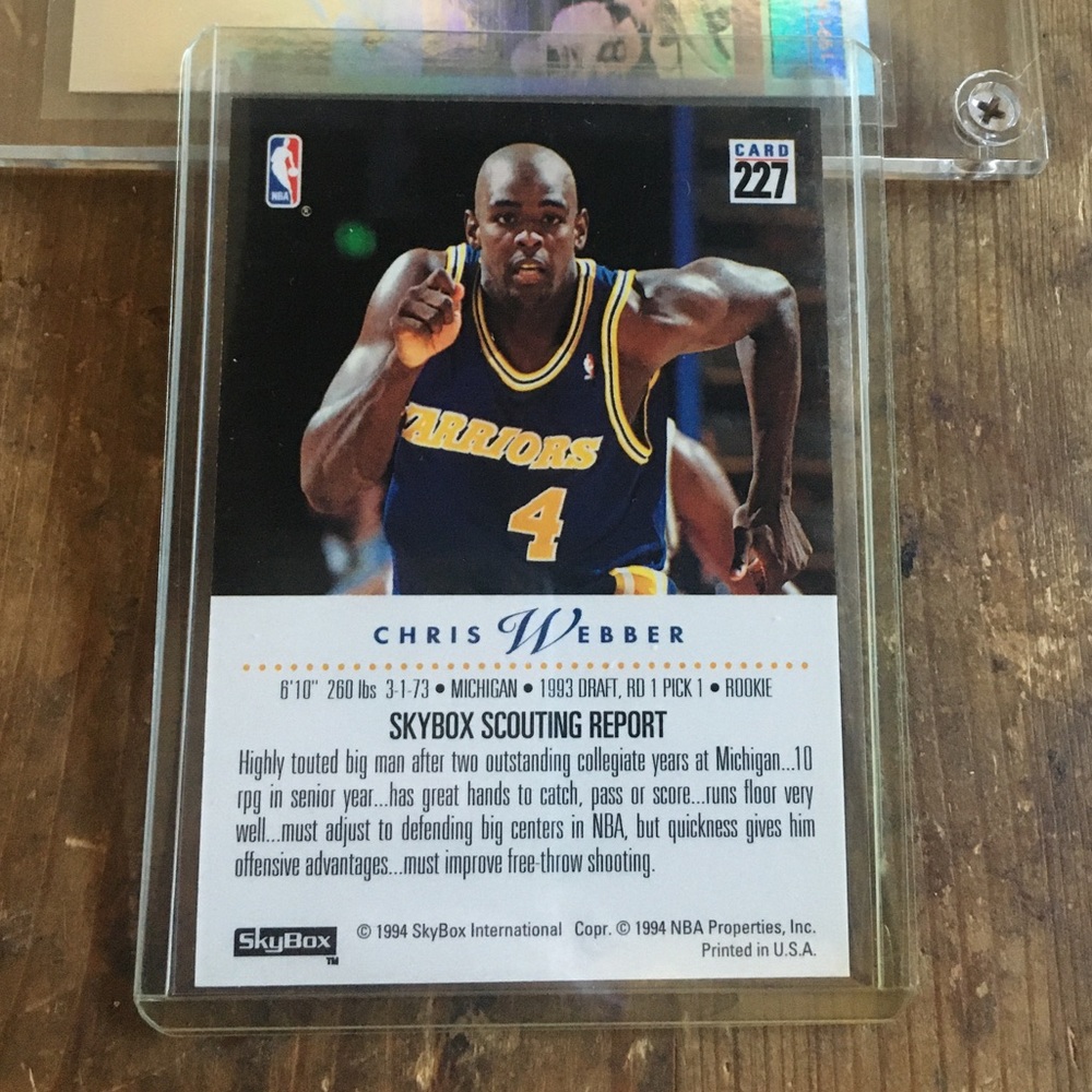 Chris Webber ROOKIE Card Skybox - Picture 2 of 2